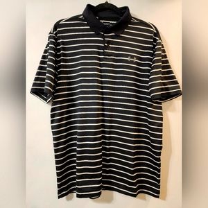 Men’s Large Under Armor Golf Polo Black with White Stripe **Last Chance**